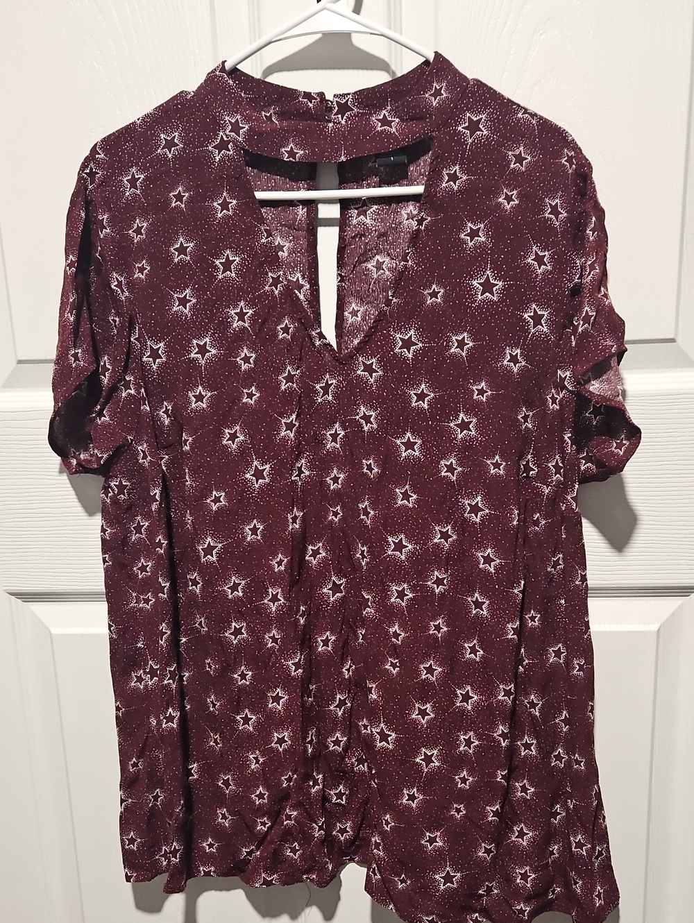 torrid Burgundy Star-Print Split-Neck Tunic Size 1XL(14/16)